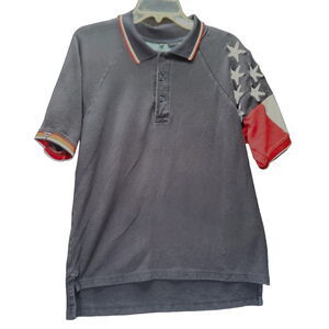 Rock Point Mens Polo Multi-Color Size Medium 100% Cotton Patriotic Pullover